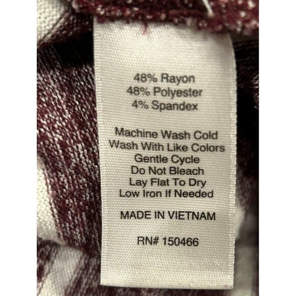 Market &‎ Spruce Womens Medium Marled Sweater Top Burgundy & White Striped - Picture 4 of 8